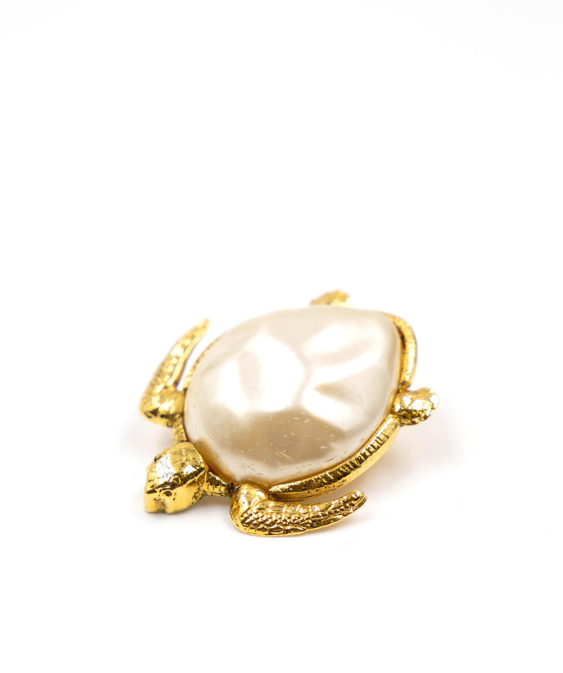 Chanel Chanel Pearl and 24k Gold Turtle Clip On Earrings  AGC1147