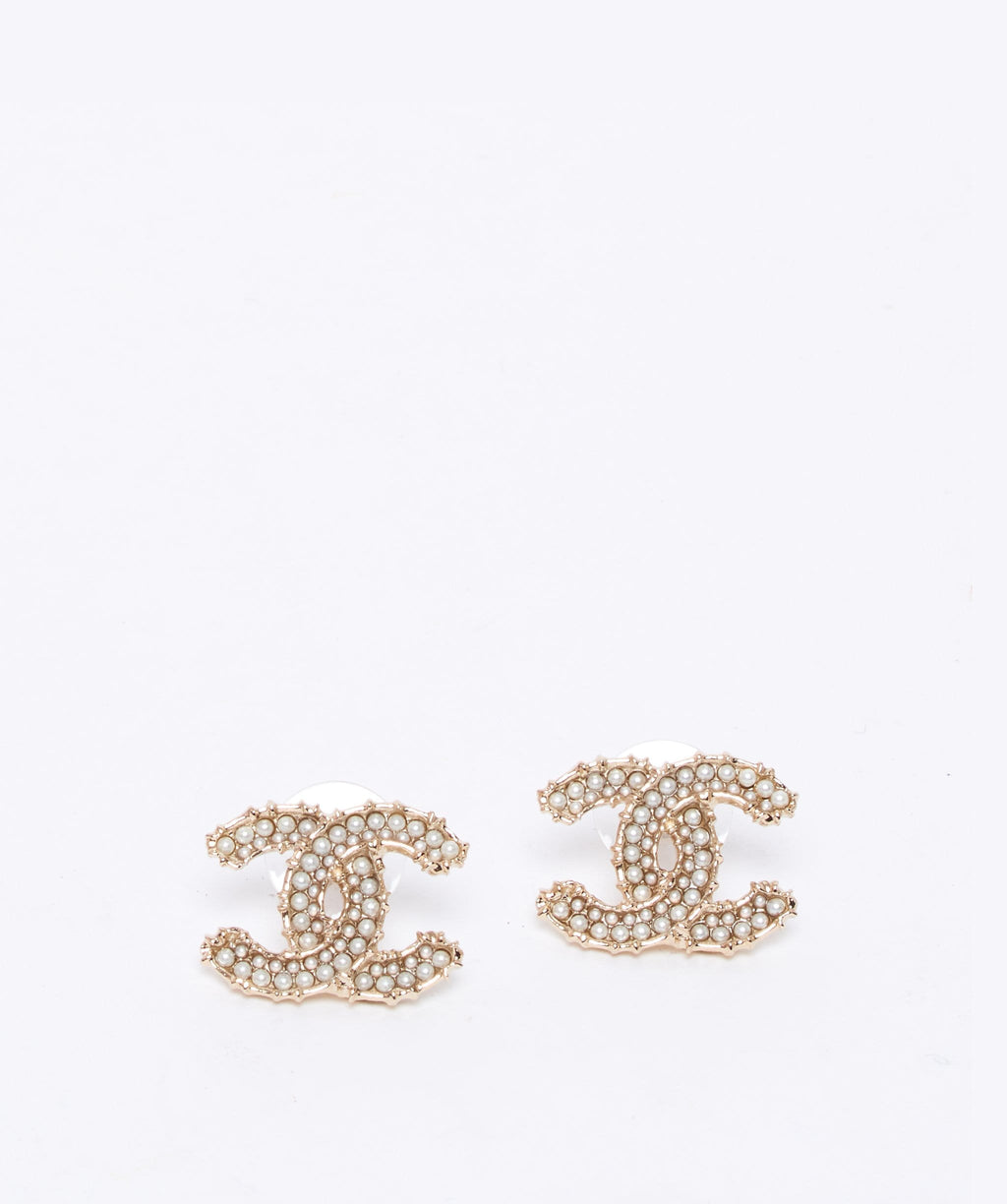 Chanel pearl large CC stud earrings –