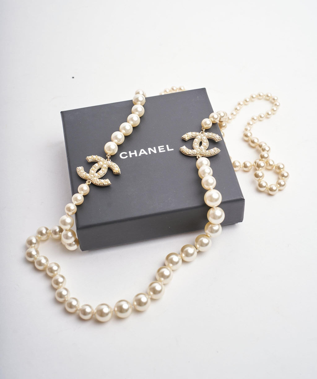 Chanel Three CC Long Pearl Necklace – LLBazar