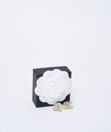 Chanel Chanel pearl with crystal ends large CC stud earrings