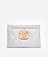 Chanel Chanel quilted card holder in blue with Gold CC logo