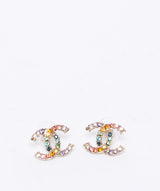 Chanel Chanel Rainbow crystal CC stud earrings