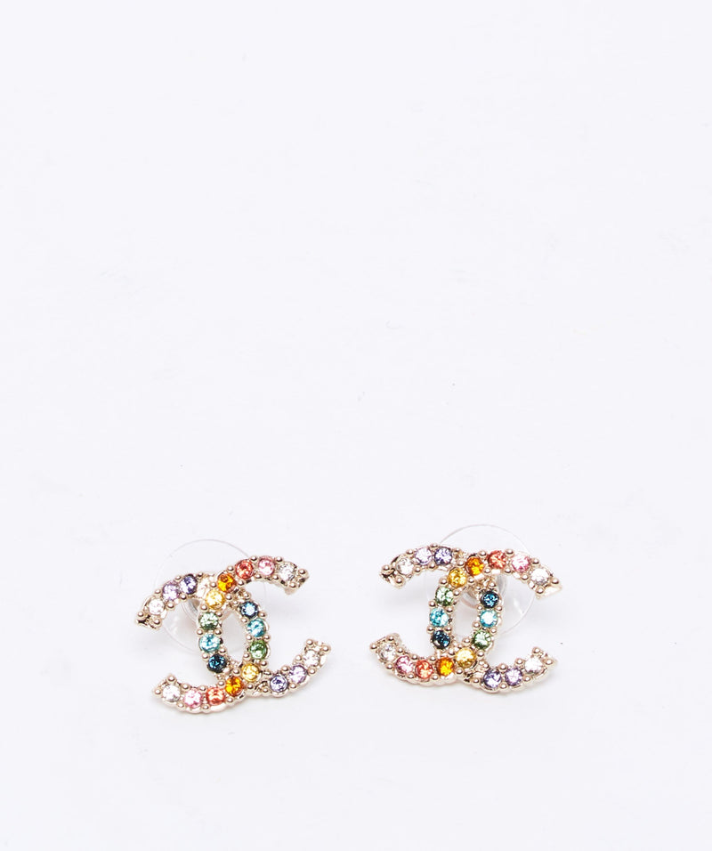 Only 230.00 usd for Rainbow Crystal Mini CC Logo Stud Earrings Online at  the Shop