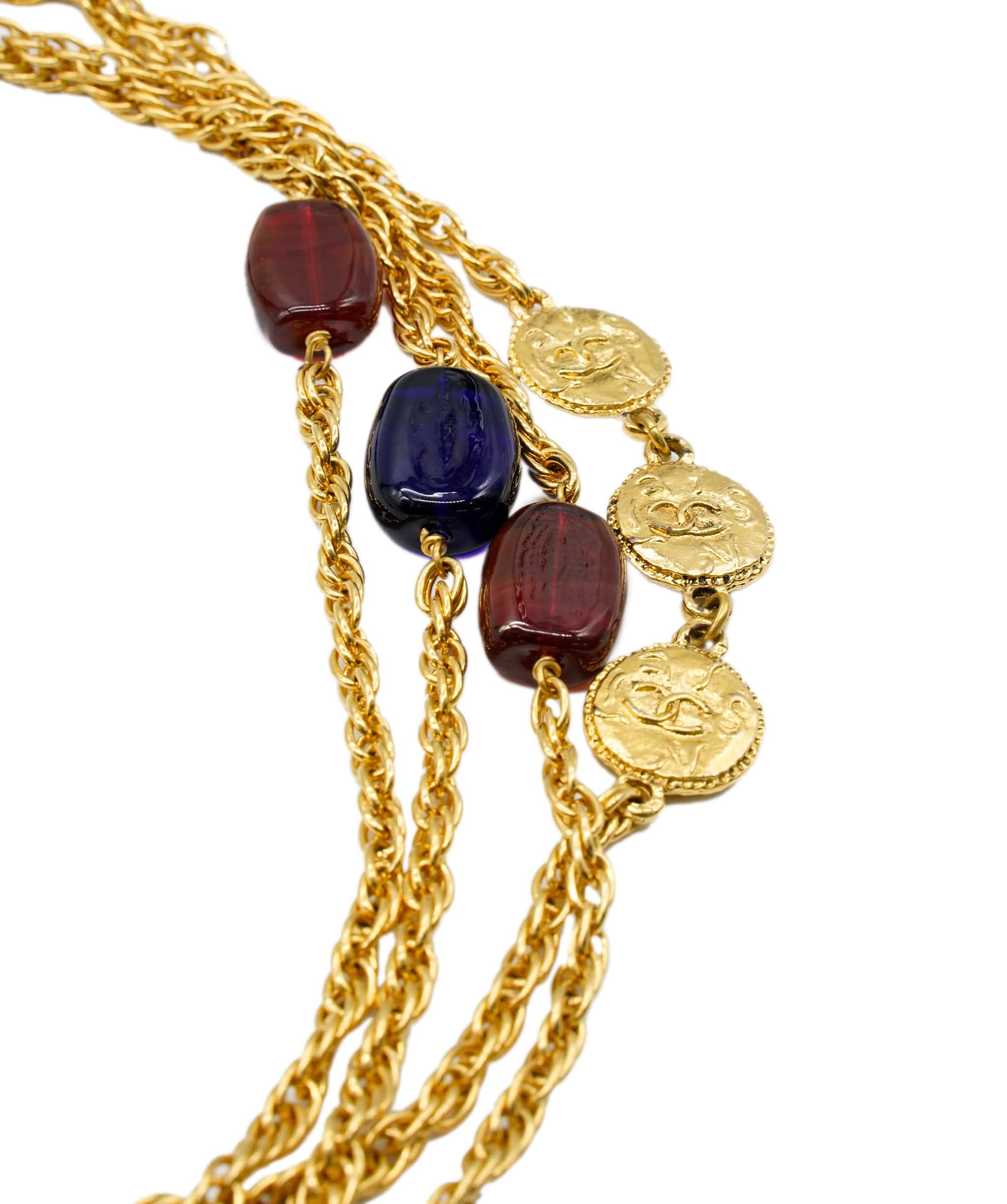 Chanel Chanel Red/Blue Gripoix Necklace ASL4057