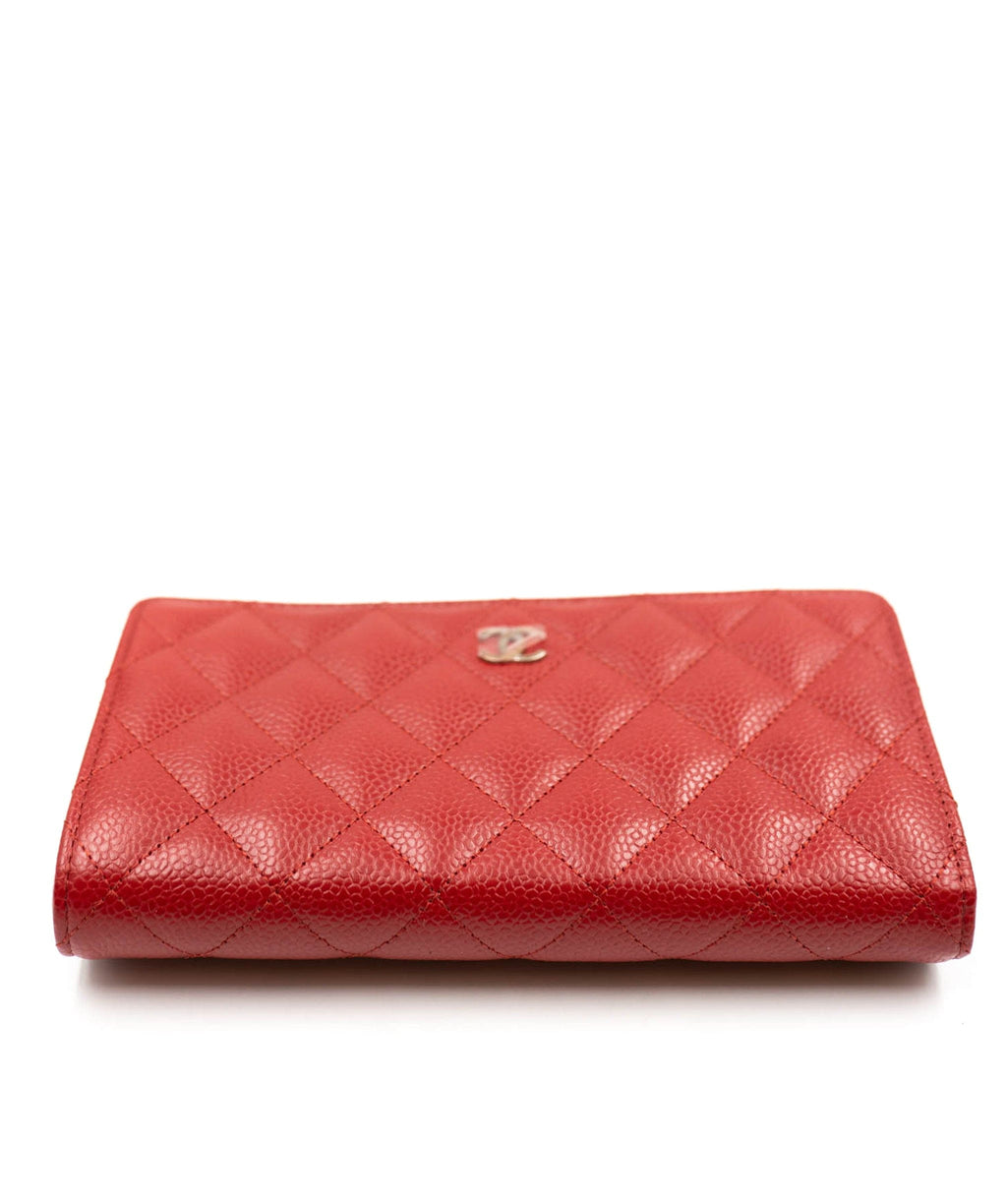 chanel long wallet red leather