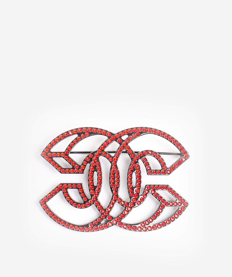 Chanel Chanel Red CC Diamante Brooch