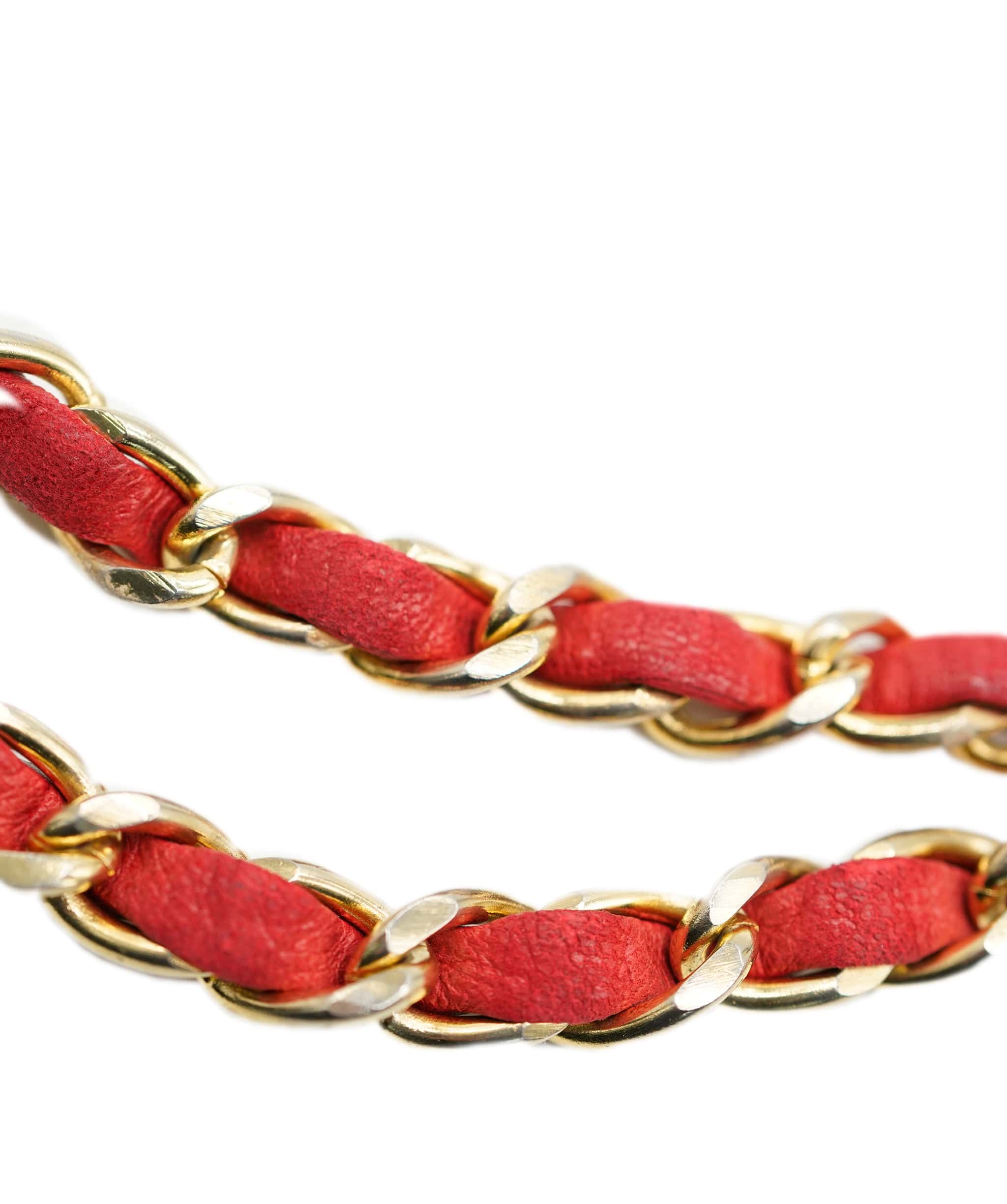 Chanel Chanel Red Leather Gold Belt - AGL1975