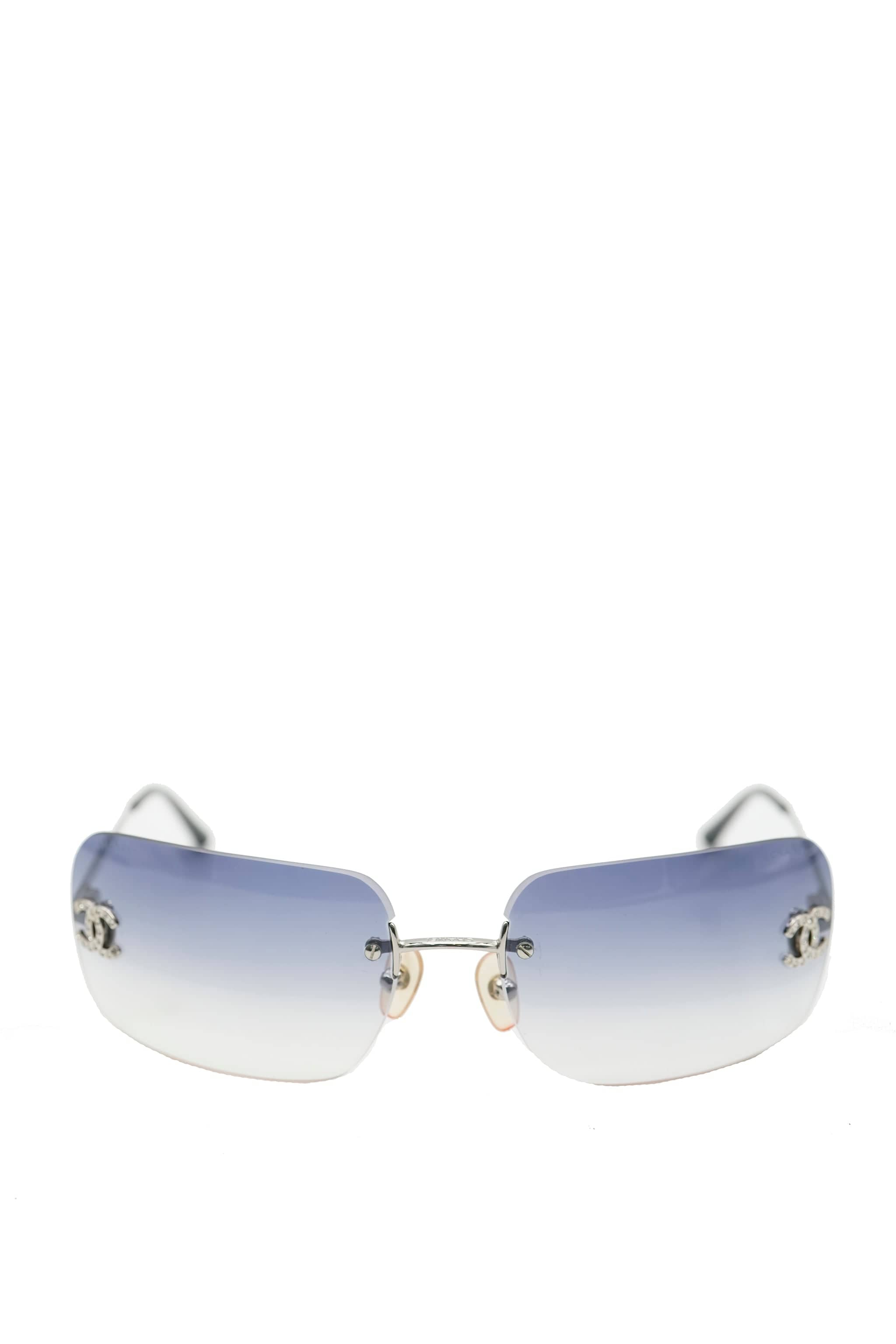 Vintage Chanel Pink Tinted Clear Sunglasses Rhinestone CC Logo