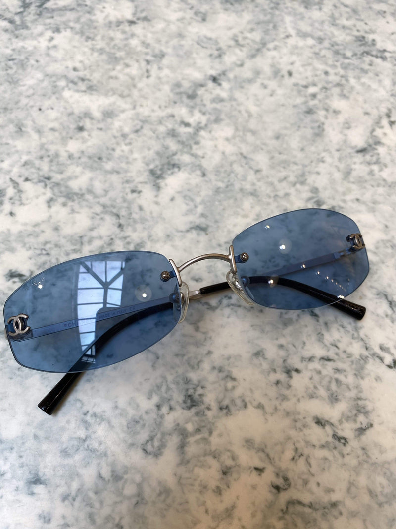 Chanel Chanel Rimless CC Blue Tint Sunglasses