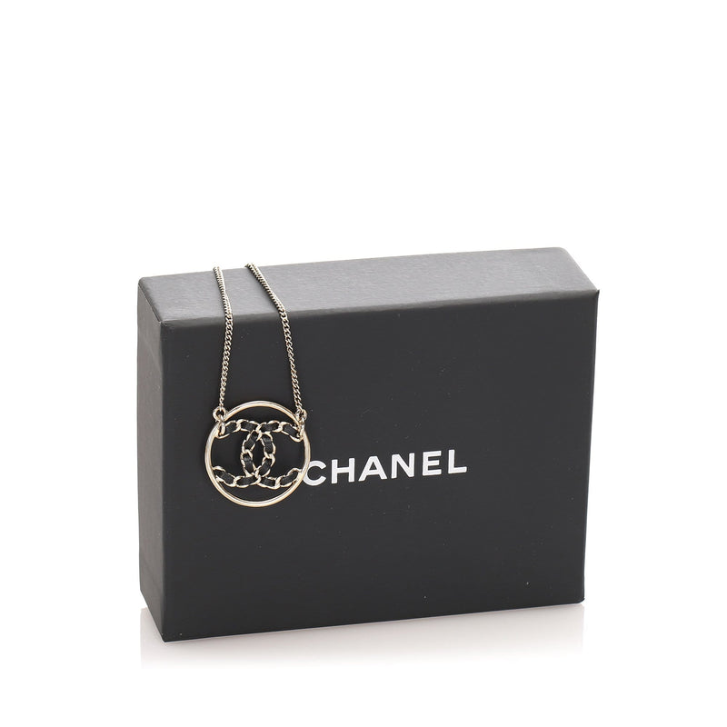 Chanel Chanel Round CC Interwoven Leather Logo Necklace