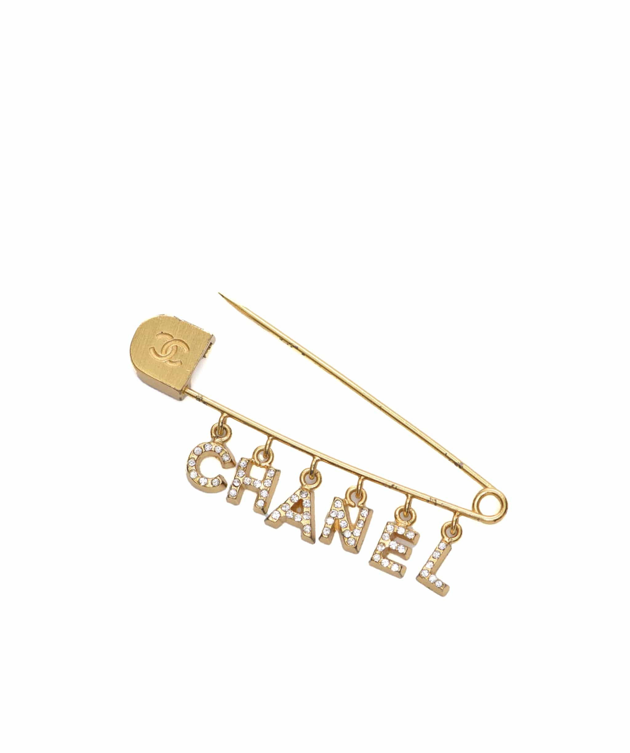 Chanel Chanel safety pin logo dangle brooch - AWC1743