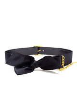 Chanel Chanel Satin Bow Belt with Gold Tone Medallion and Buckle - AWL3561