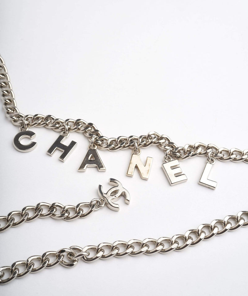 Chanel CHANEL silver charm chain belt