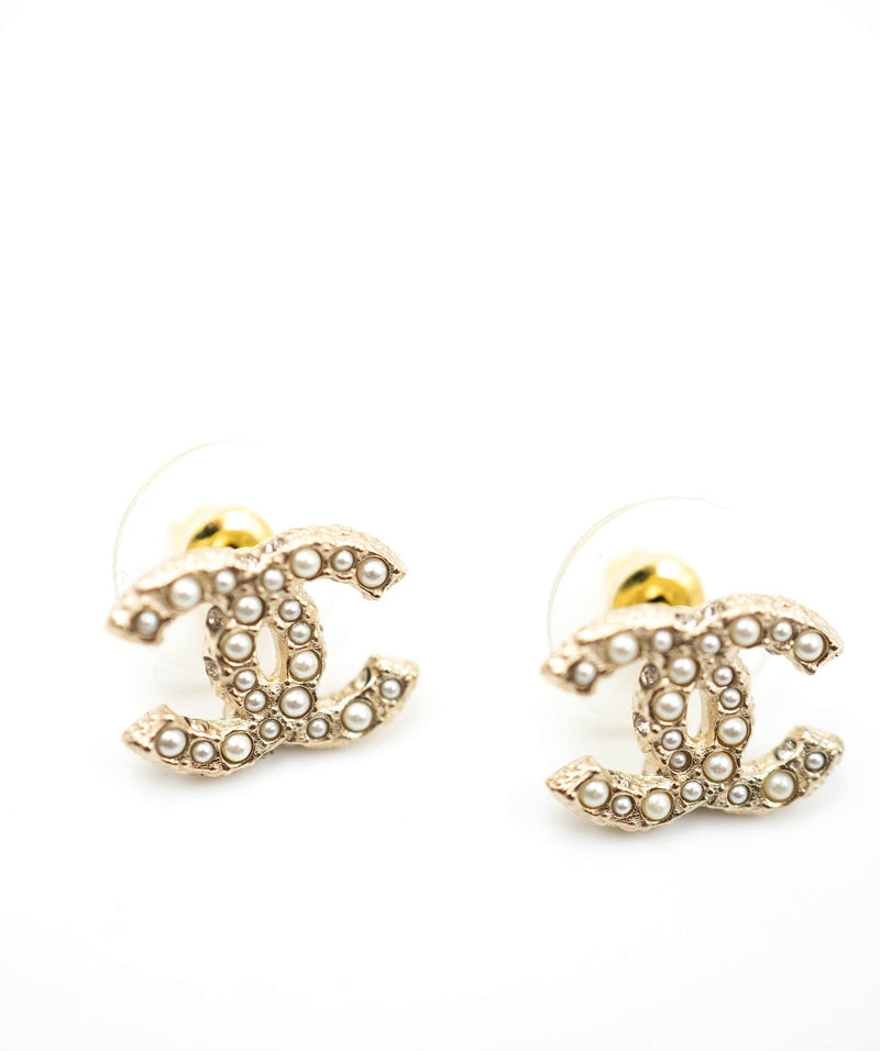 Chanel Chanel silver mini CC earrings with pearls, full set - AEC1031