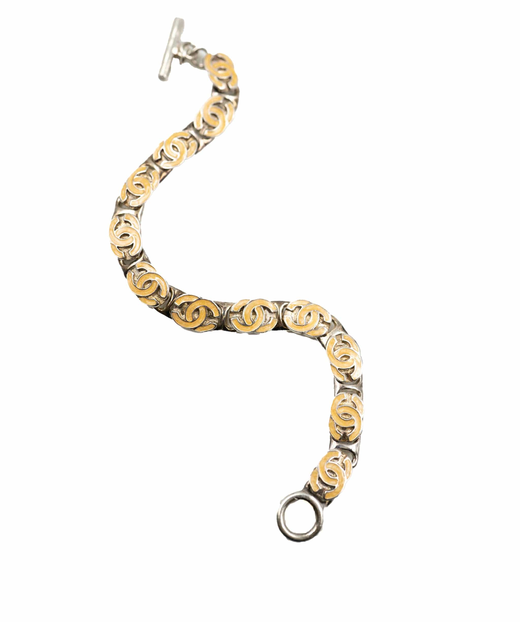 Chanel Chanel Silver Plated Yellow Chain Bracelet ASL3554