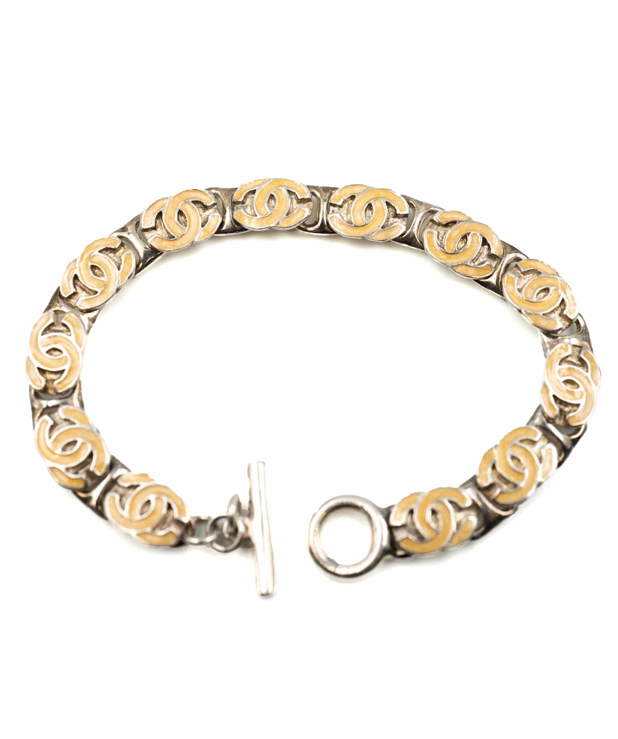 Chanel Chanel Silver Plated Yellow Chain Bracelet ASL3554