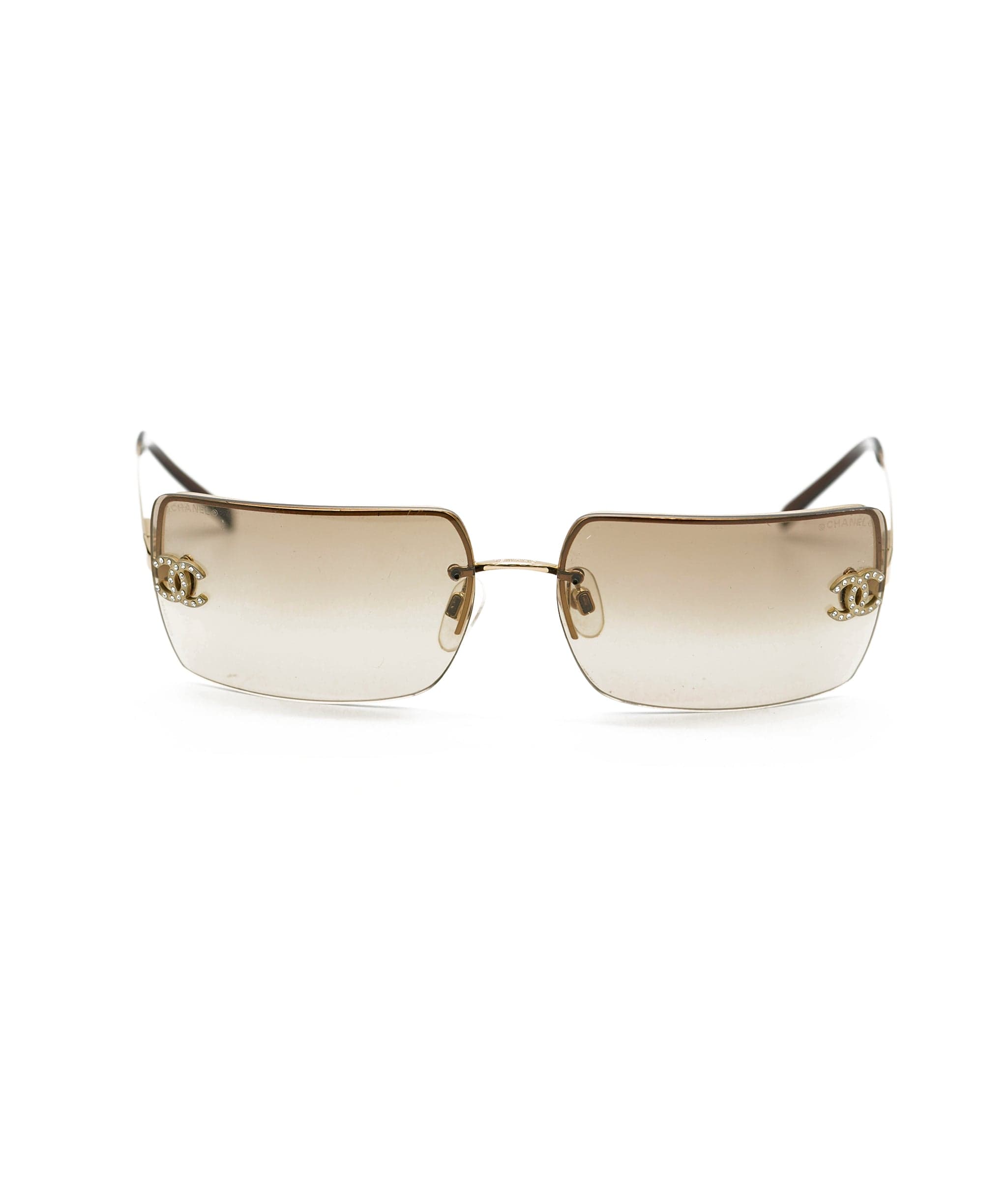 CHANEL Chanel sunglasses 4104-B Coco mark rhinestone gold brown Gradation  used
