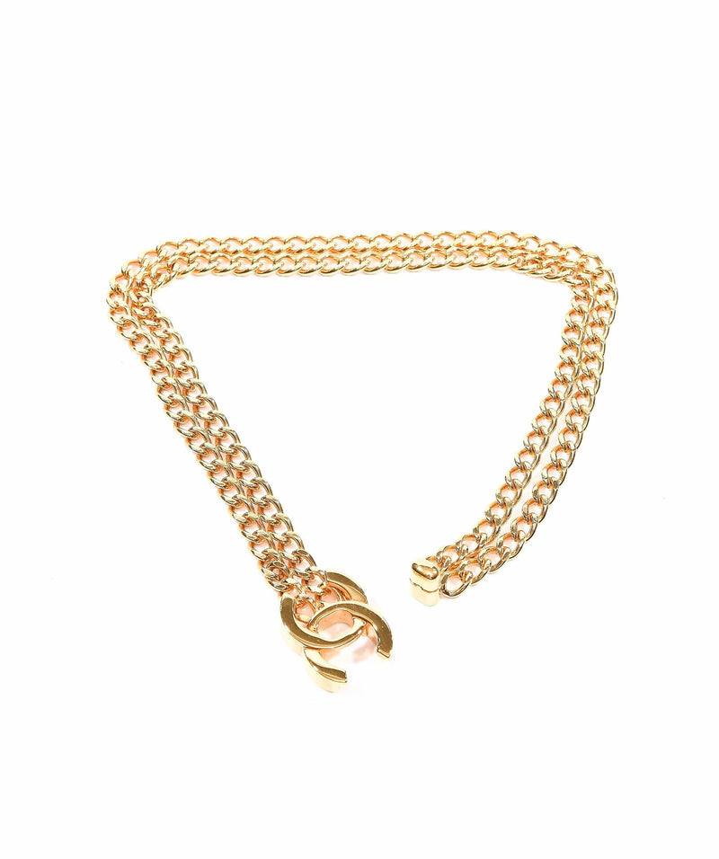 Chanel Turnlock Gold Chain Necklace 96P 78638 | Chairish
