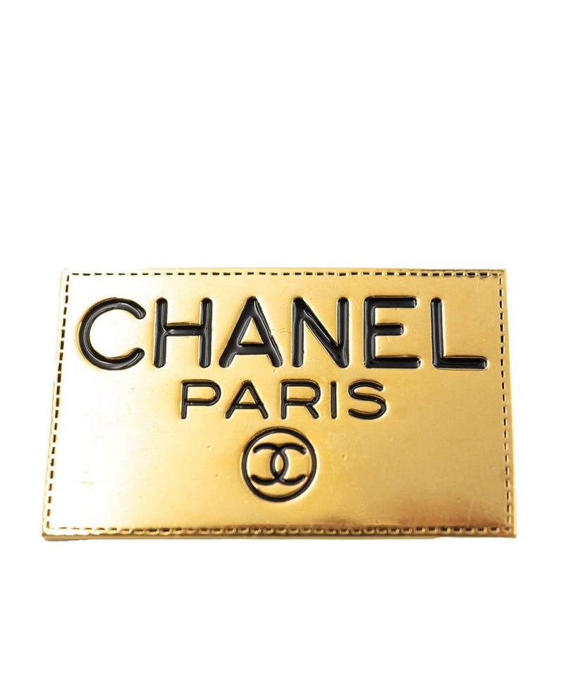 Chanel Chanel Vintage 1980s Name Plate Brooch Gold Plated ASL4171