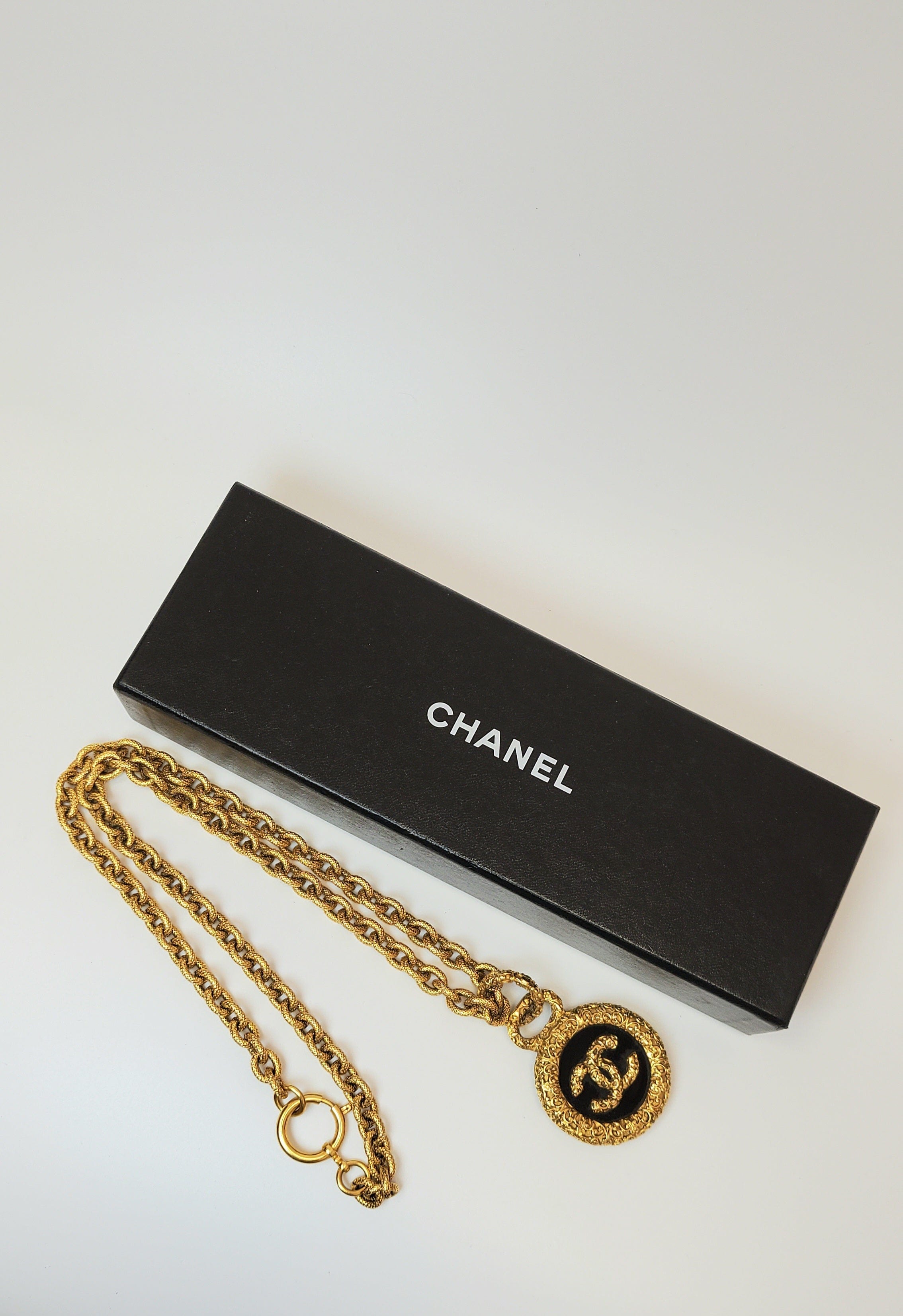 Chanel Chanel Vintage Arabesque Black Pendant Necklace SKC1142