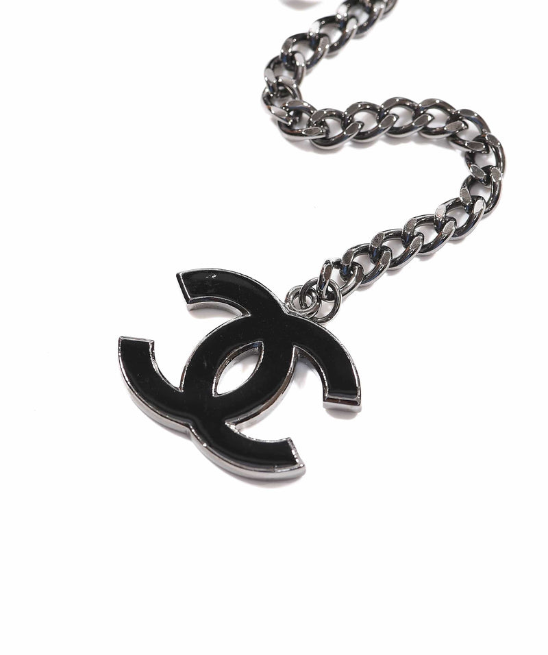 Chanel Black Belt with Silver Camellia Flower ASL2726 – LuxuryPromise