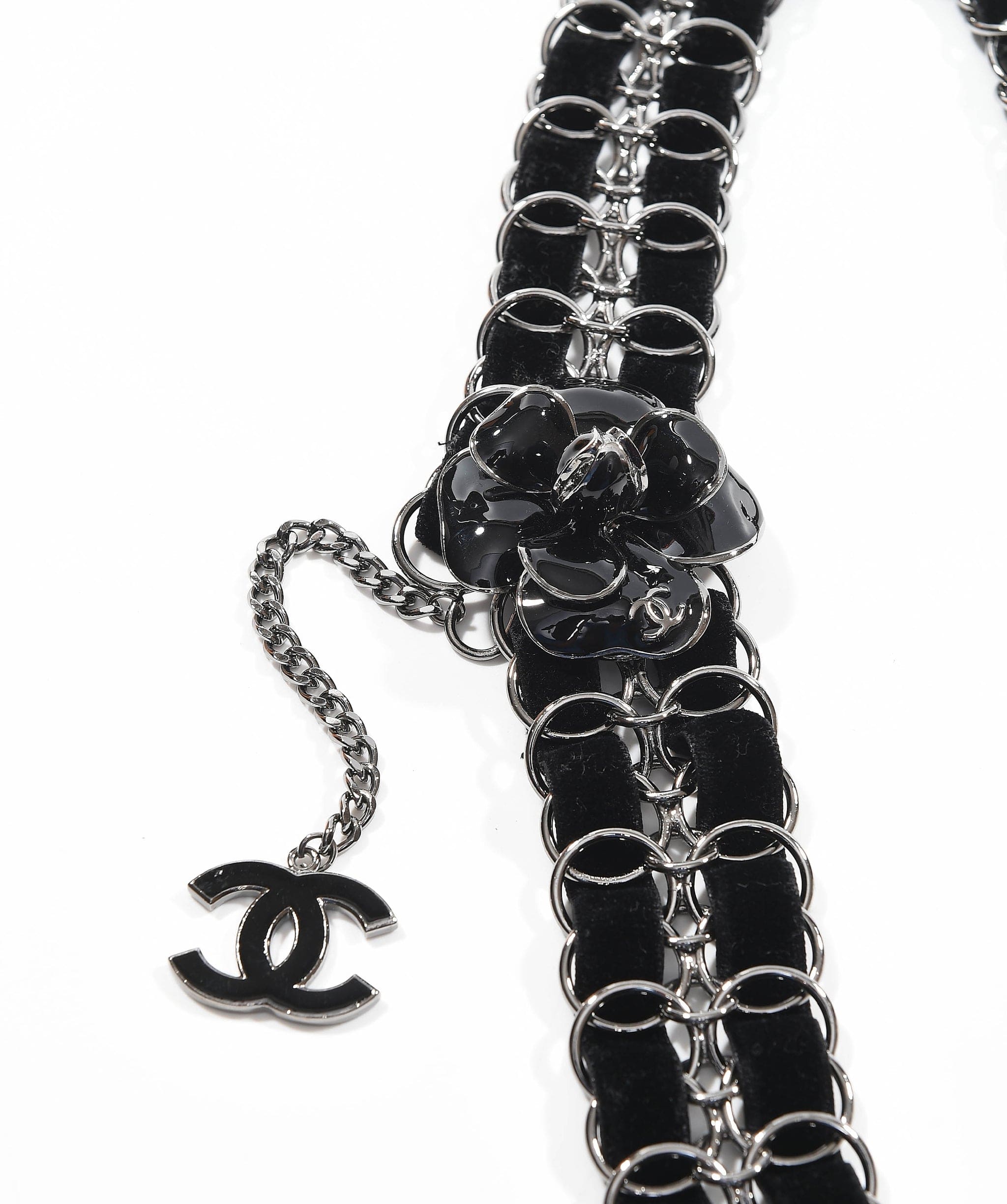 Chanel Chanel Vintage Black Belt with Silver ASL2726