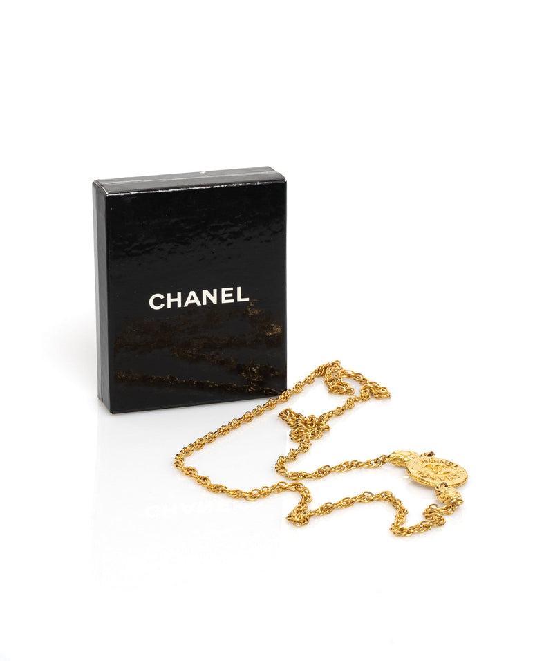Chanel Chanel Vintage CC Coin Gold Long Necklace - AWL1566