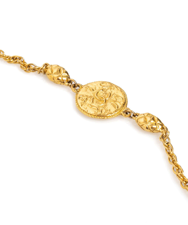 Chanel Chanel Vintage CC Coin Gold Long Necklace - AWL1566