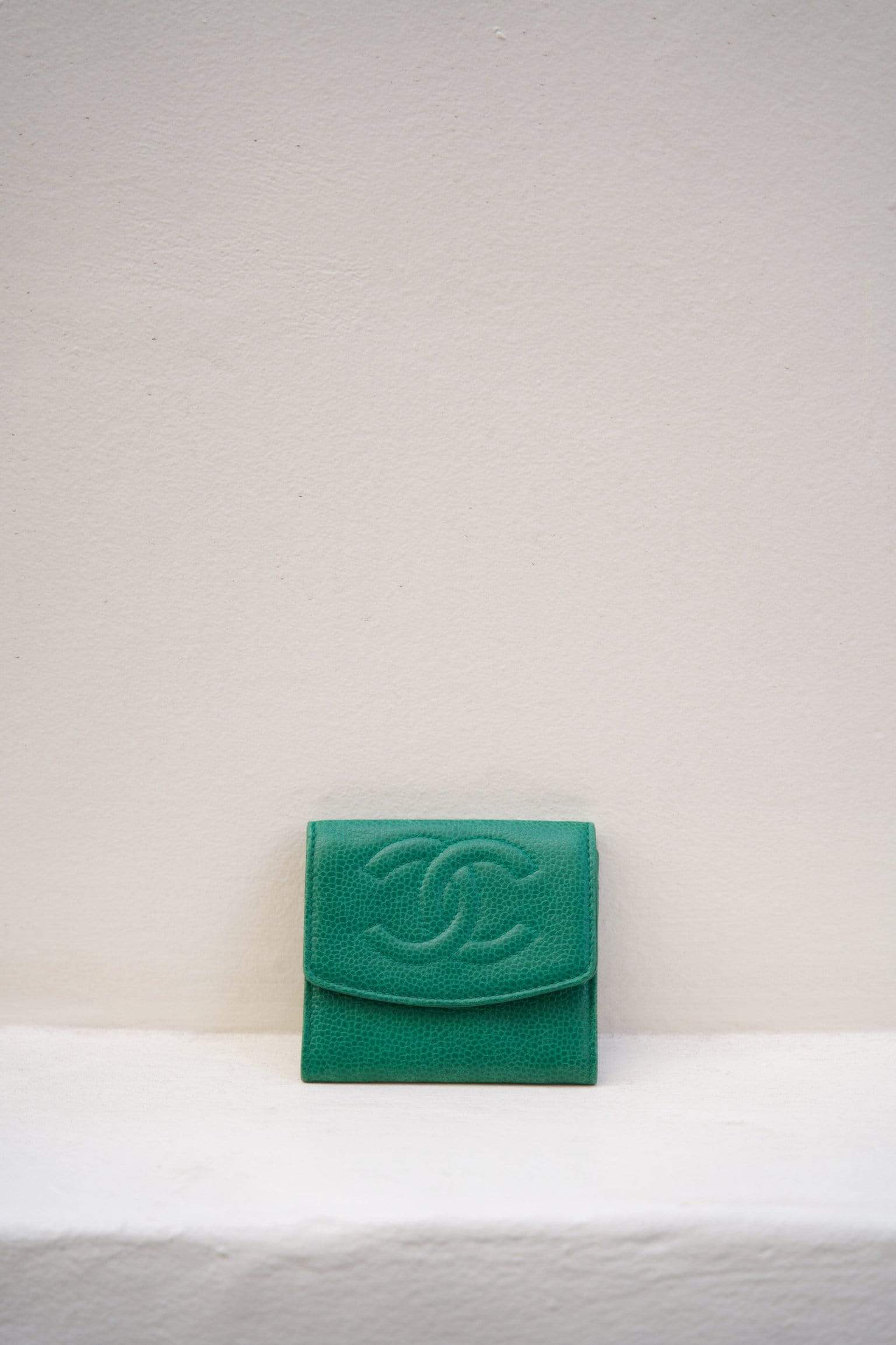 Chanel Chanel Vintage Green CC Caviar Leather Coin Pouch - AWL1899