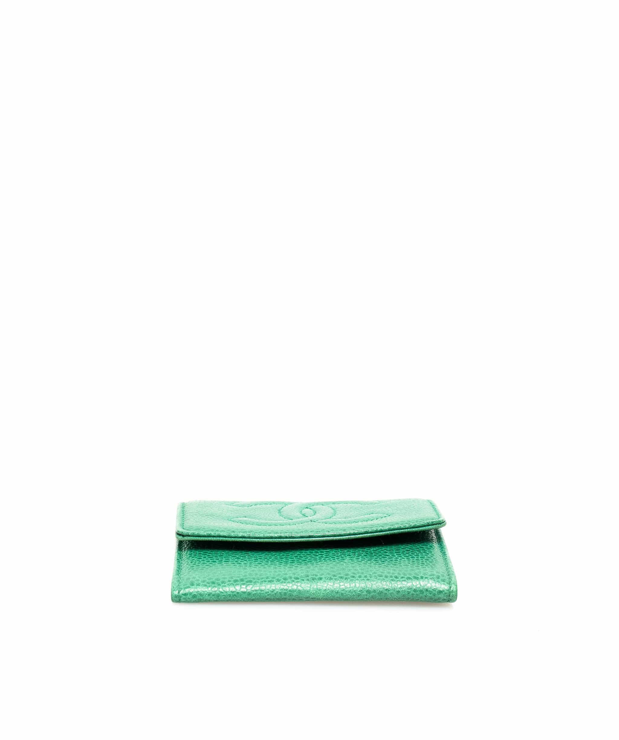 Chanel Chanel Vintage Green CC Caviar Leather Coin Pouch - AWL1899