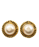 Chanel Chanel Vintage Large White Centre Stud Earrings ASL4132