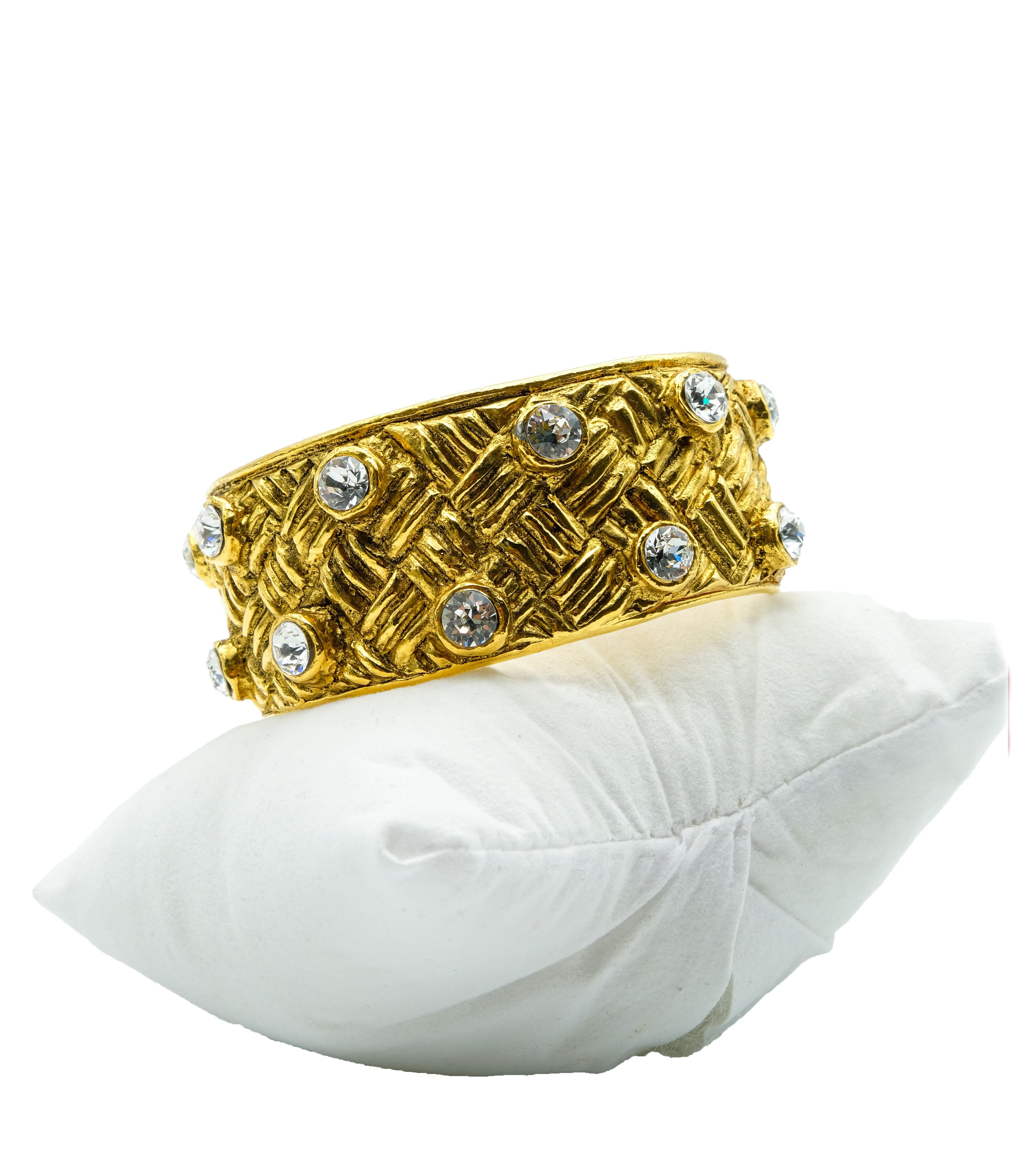 Chanel Chanel Vintage Rhinestone Quilted Detail Cuff - AWL2284