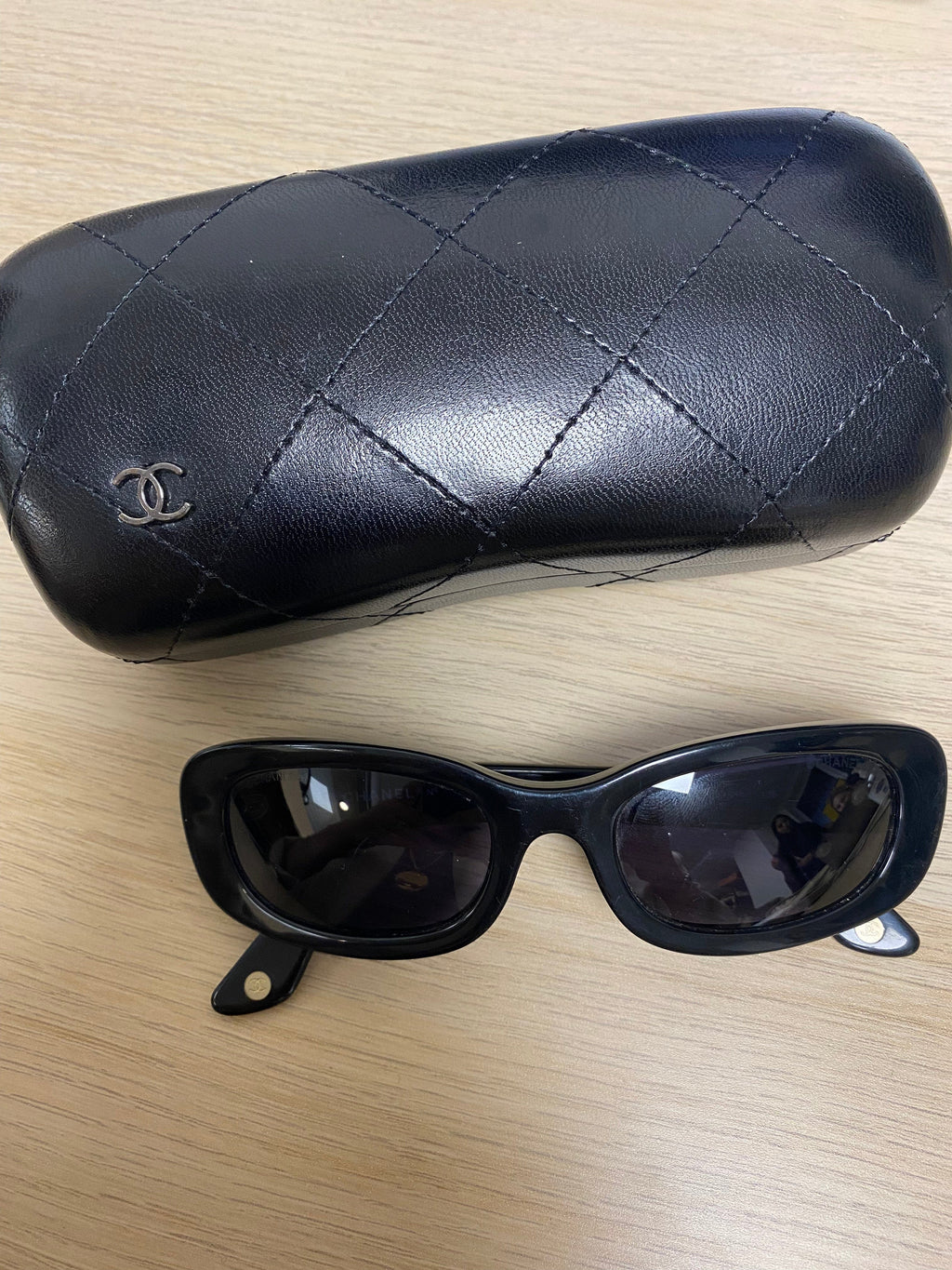 Chanel Black Vintage Chain Link Shield Sunglasses Chanel  TLC
