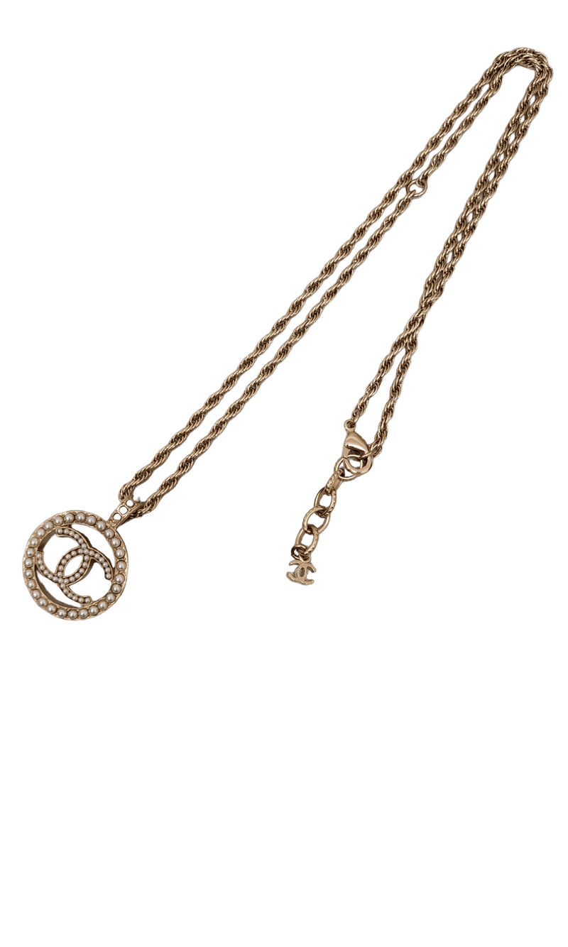 Chanel Chanel White Beads Pendant LGHW Necklace SKC1271