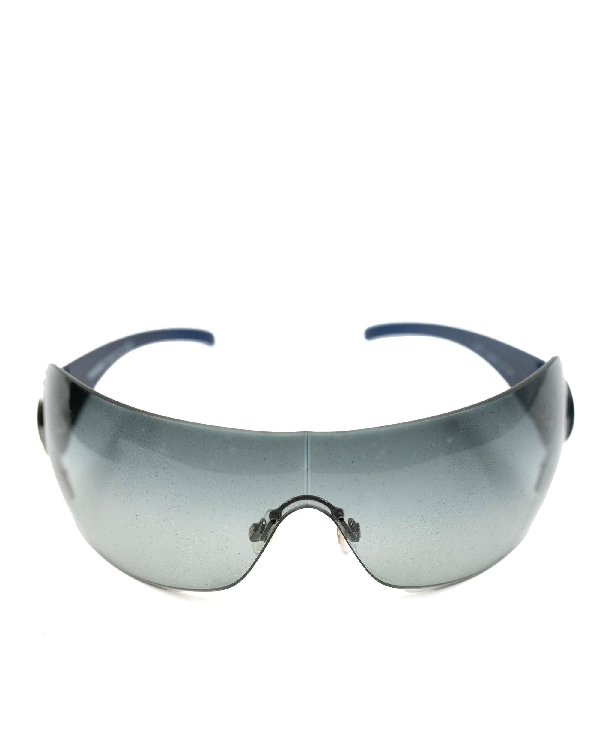 Chanel Y2K visor style sunglasses in navy. AGC1404