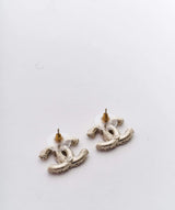 Chanel Large Chanel CC pearl encrusted earrings