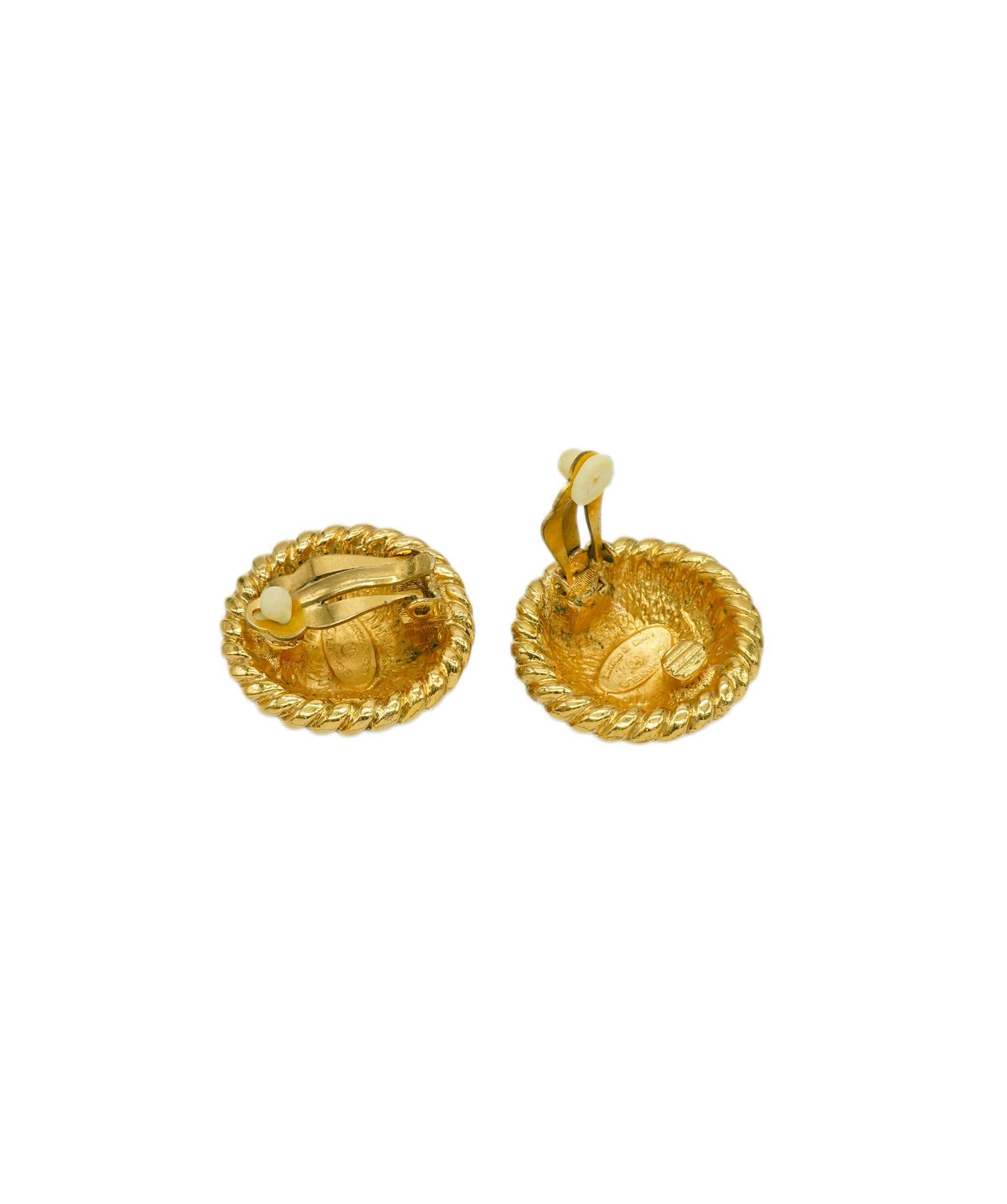 Chanel OP stock - Chanel spiral and CC logo clip-on earrings ASL3978