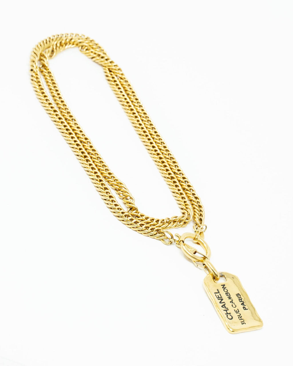 Gold Metal 31 Rue Cambon CC Medallion Chain Necklace, 1980s