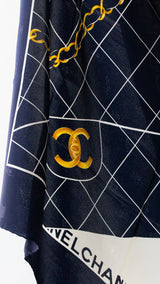 Chanel Vintage Chanel Classic Flap Pattern Silk Scarf ASL3286