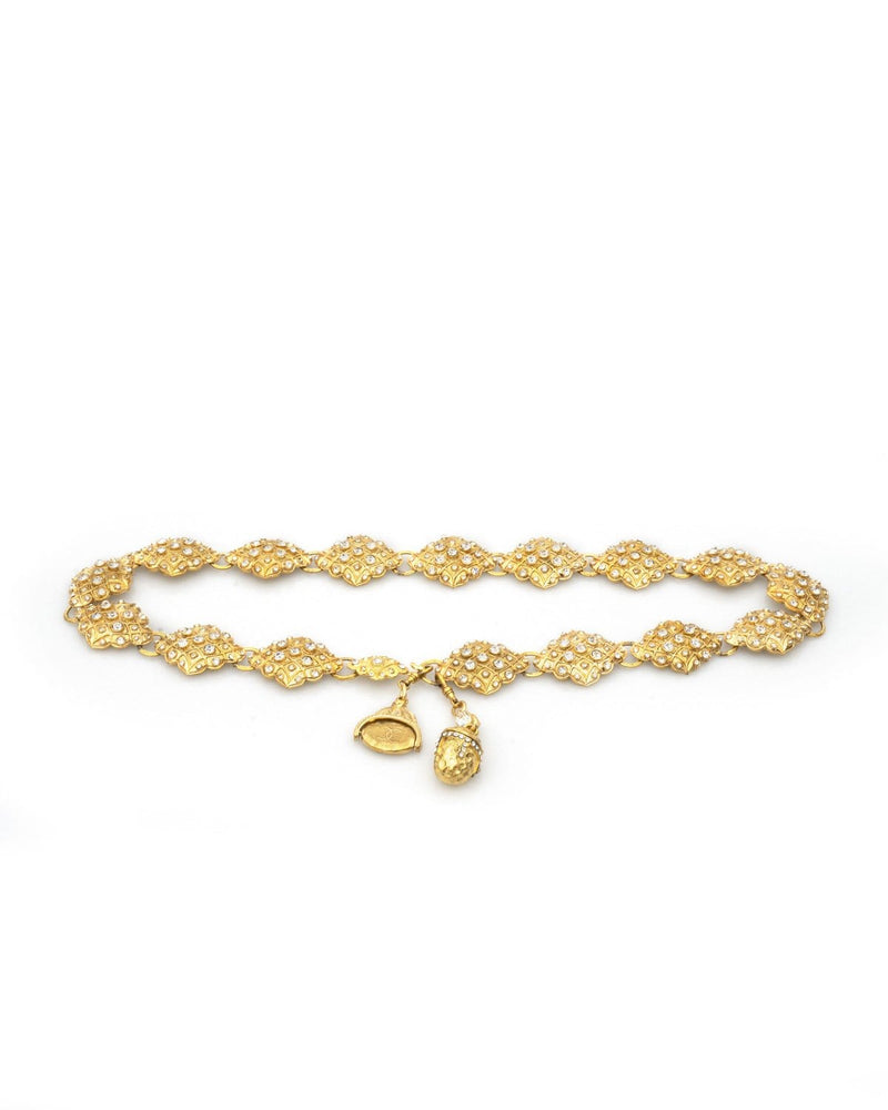 Chanel Vintage Chanel glass stone diamond shape charm chain belt with unique CC and acorn charms - AWC1084