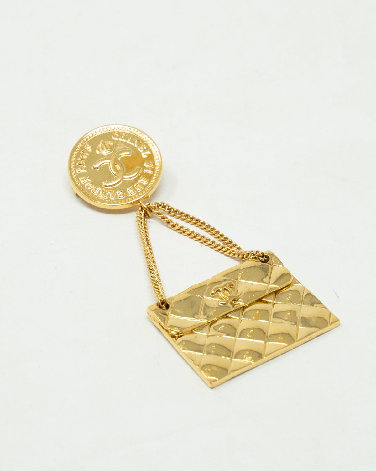 Chanel Vintage Chanel Gold 2.55 Flap Bag Drop Brooch - AWL2428