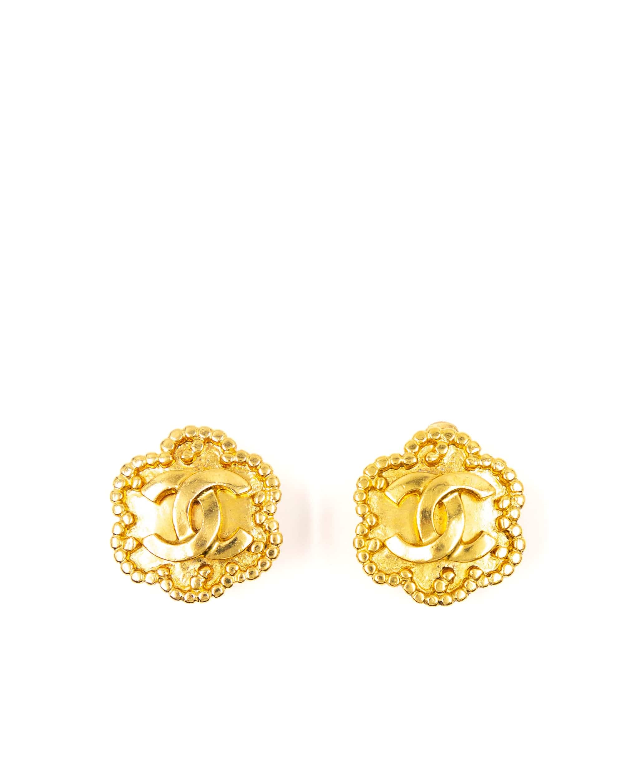 Chanel Vintage Chanel Gold CC Flower Clip On Earrings - ASL2905