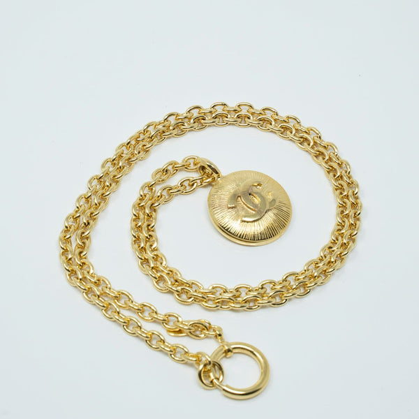 Vintage Chanel Gold Sunburst Interlocking CC Medallion Necklace