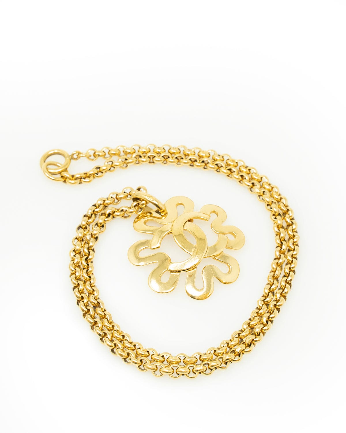 Chanel Vintage Chanel Gold Plated CC Clover Charm Pendant Necklace - ASL2403