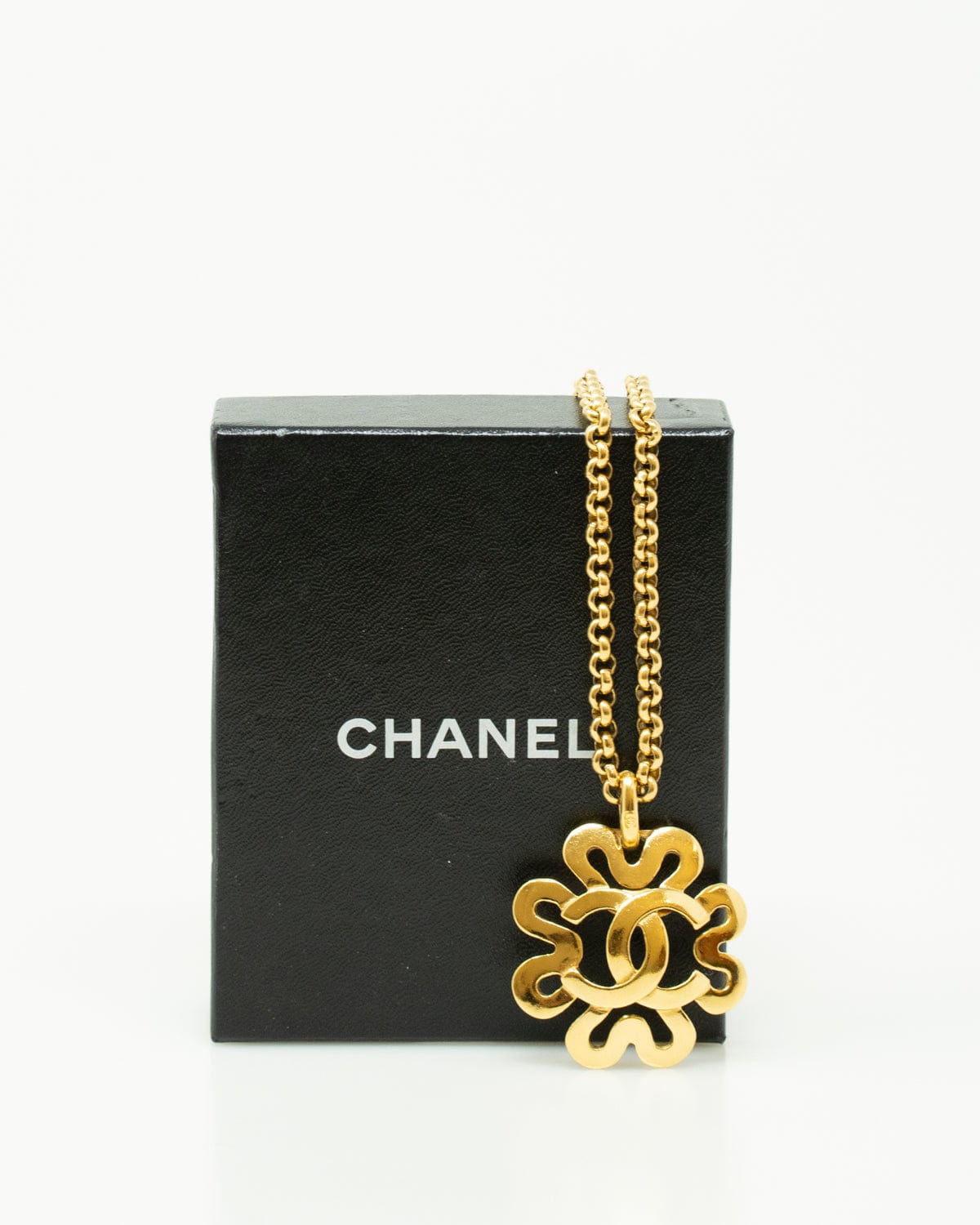 Chanel Vintage Chanel Gold Plated CC Clover Charm Pendant Necklace - ASL2403