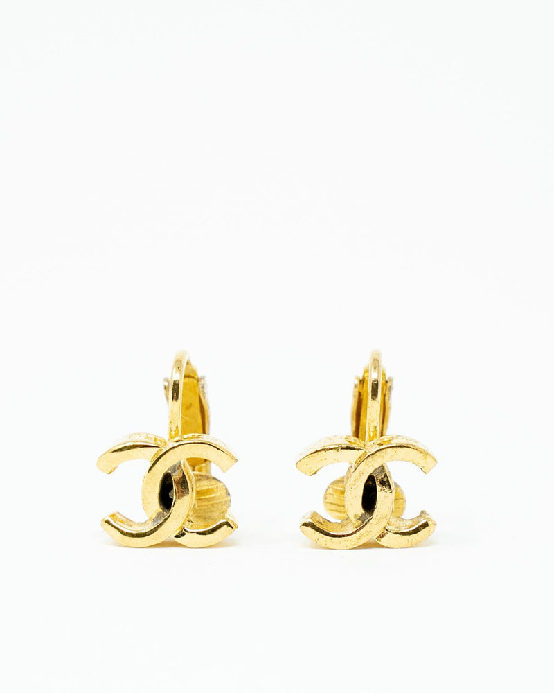 Vintage Chanel Gold Tone CC Stud Earrings