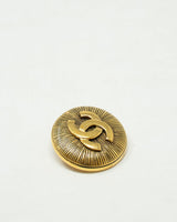 Chanel Vintage Chanel Gold Round CC Sunburst Brooch - AWL2465