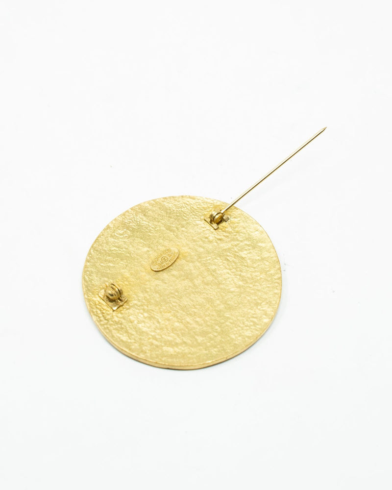 Chanel Vintage Chanel Gold Round Textured CC Brooch - AWL2429
