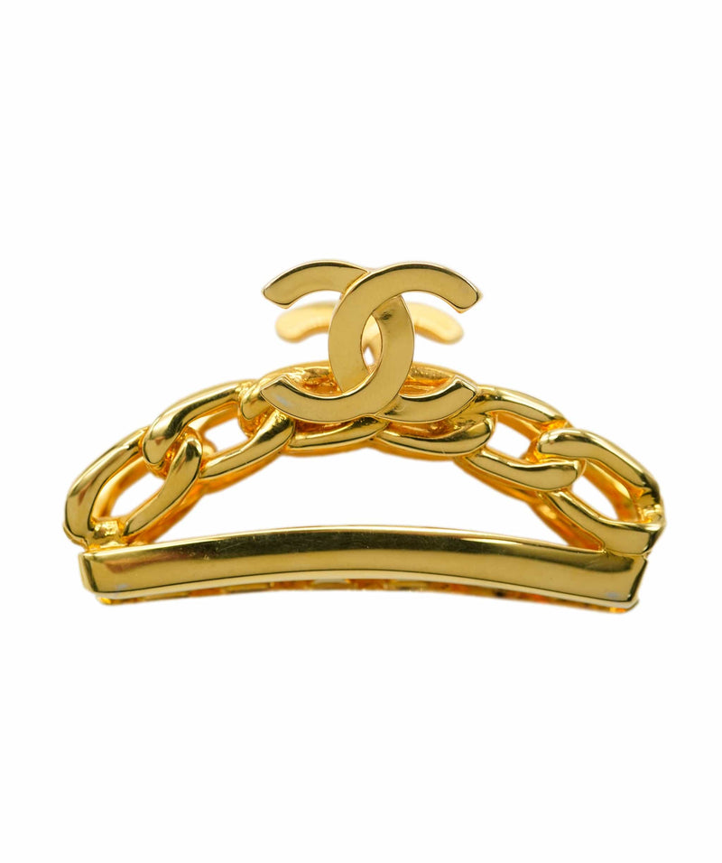 Chanel Vintage Gold Plated CC Logo Hair Clip Chanel