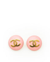 Chanel Vintage Chanel Large CC Pink Clip On Earrings - AWL2472